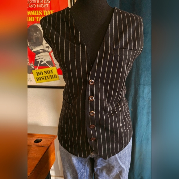 😍100% COTTON ADJUSTABLE VEST *VINTAGE TUX VEST SZ M (8/12)😍 MEASUREMENTS IN PI - Picture 3 of 9